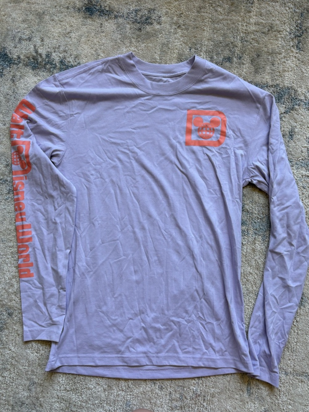 Men's Long Sleeve Walt Disney World Lavender Graphic Tee with Coral Print